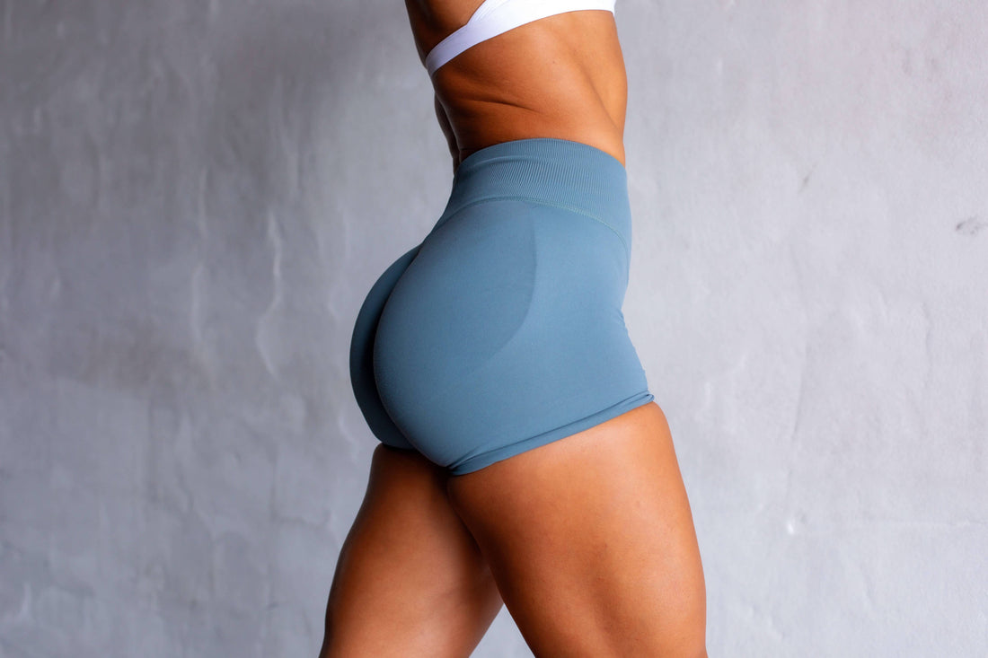 Showcasing strongly built glutes