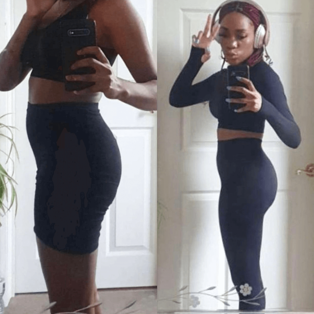 Before and after image of client